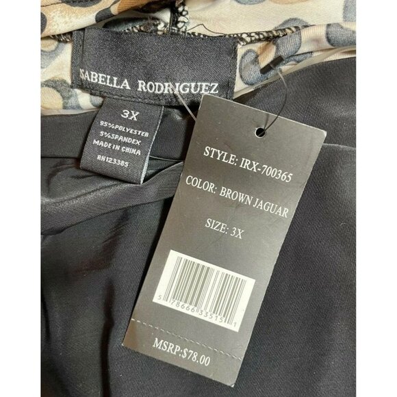 Isabella Rodriguez +3X Two-Fer Brown-Black Animal Print Short Sleeve Blouse - Picture 6 of 6